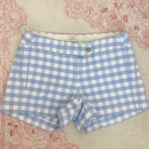 Jcrew Pale Blue Gingham Chino Shorts Size 0